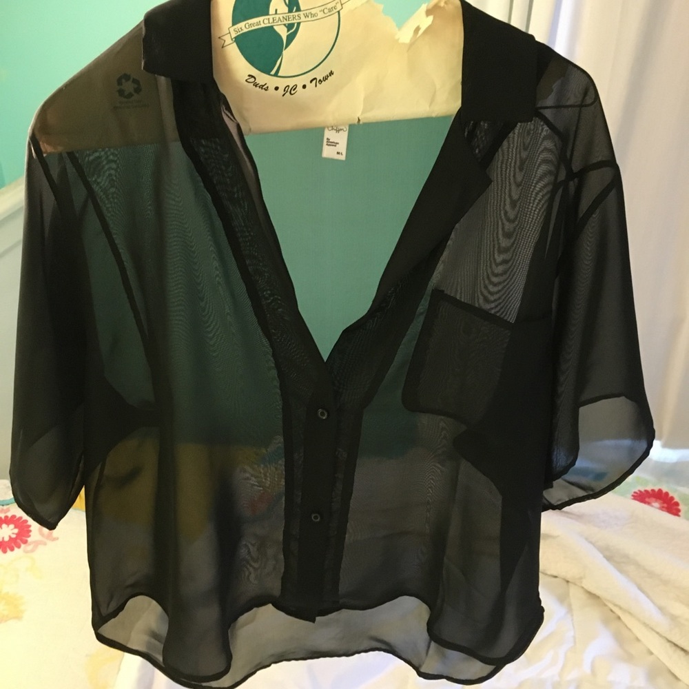 Chiffon shear black blouse